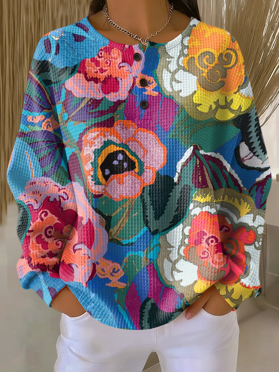 Alerisse | Sweater with Large Colorful Flowers